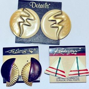 Vintage post earrings - 3 pair